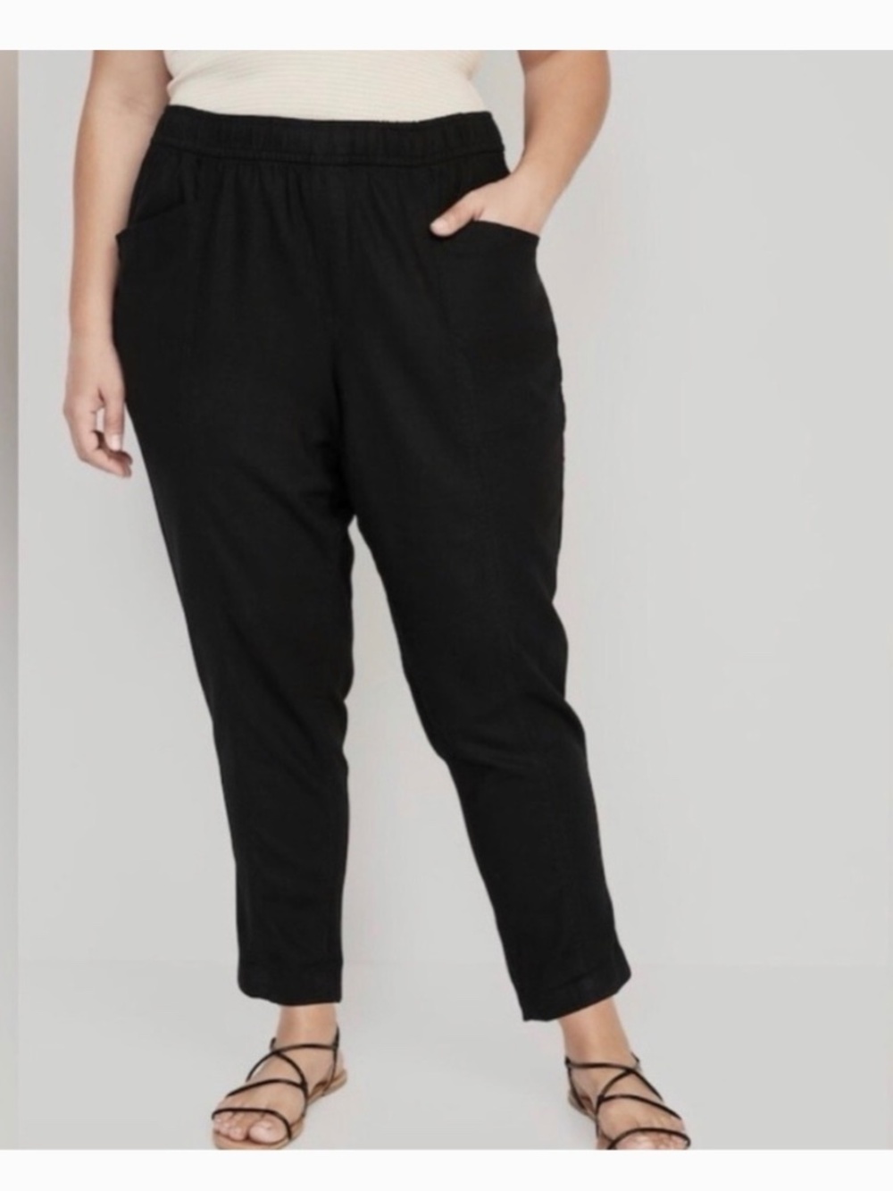 Old Navy Women's Black Linen pants - Picture 2 of 7